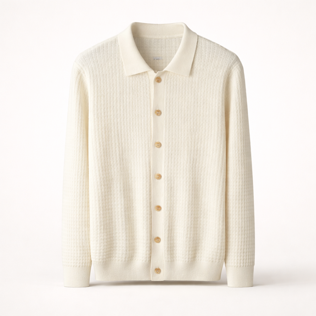 Fawnbury | Men’s Textured Knit Button-Up Cardigan