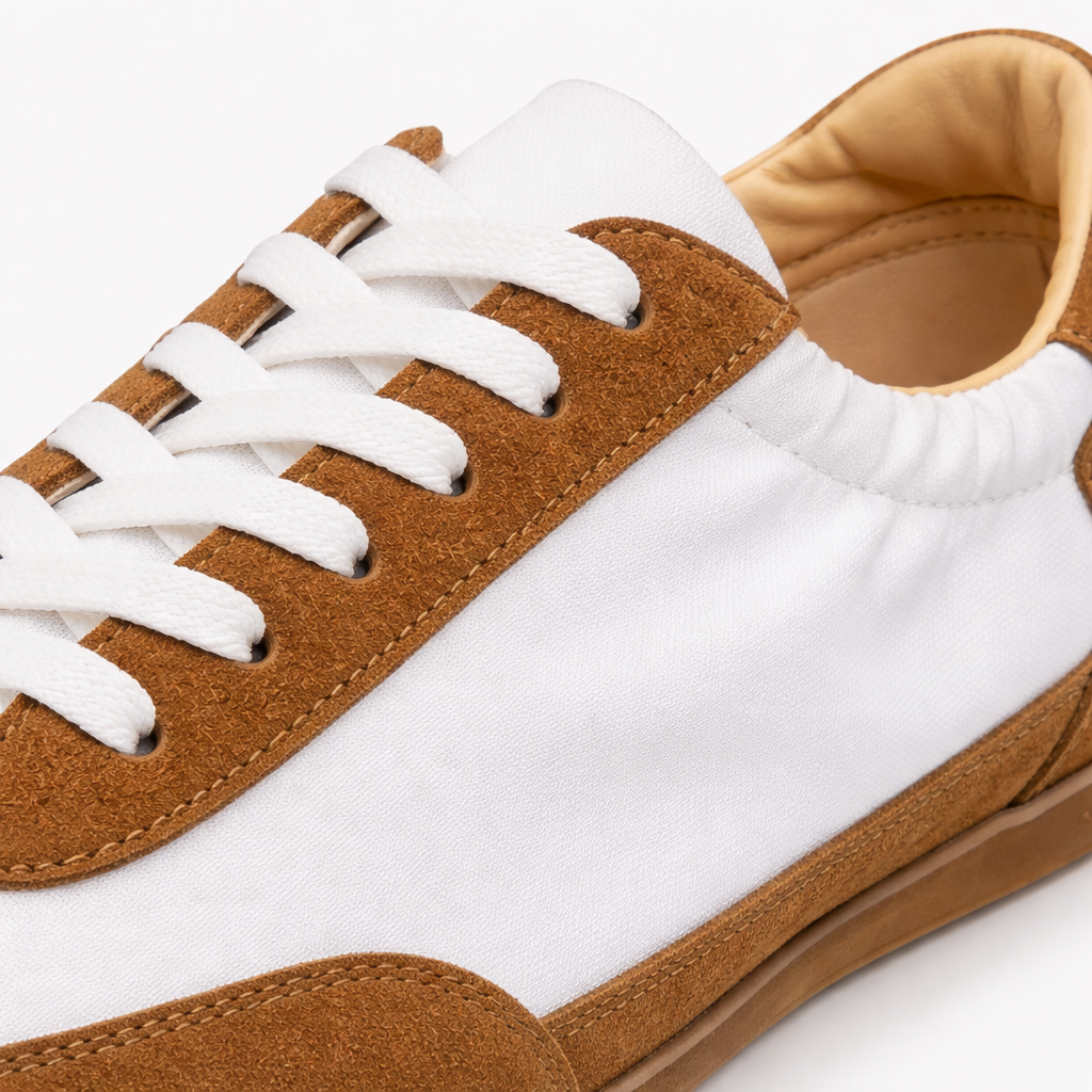 Fawnbury | Men’s Suede Trim Retro Leather Sneakers