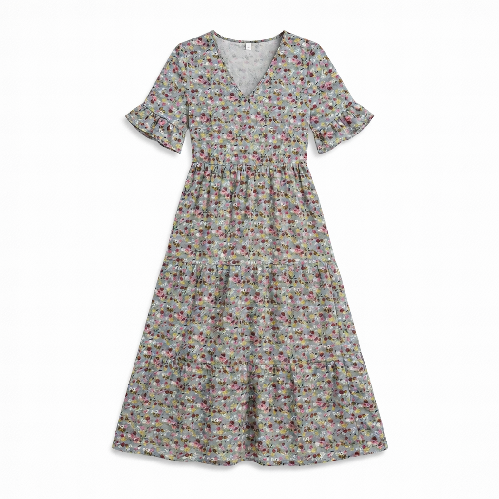 Fawnbury | Women’s Floral V-Neck Tiered Maxi Dress