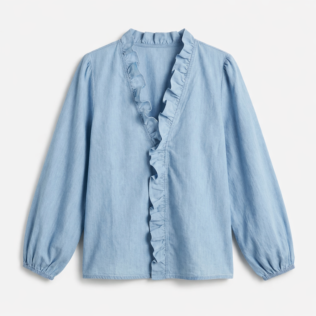 Fawnbury | Women’s Ruffle Trim V-Neck Blouse