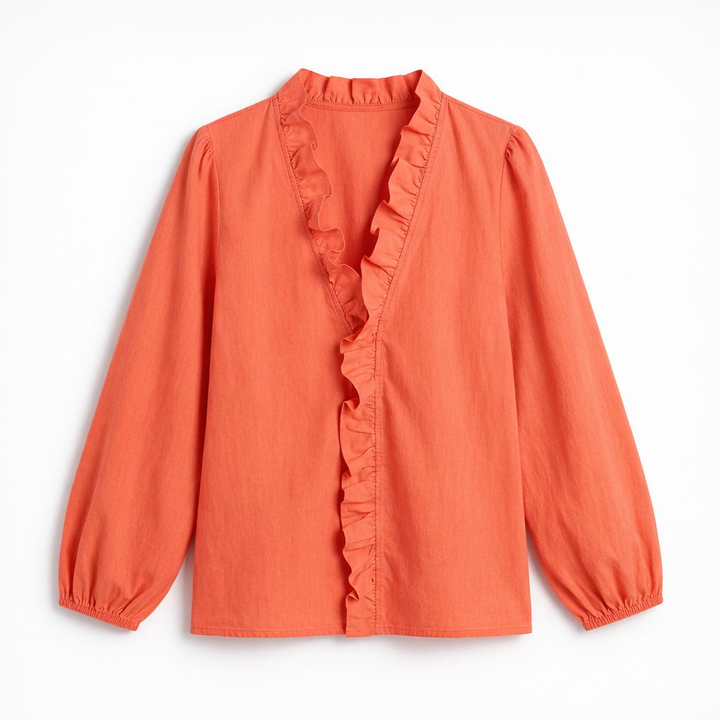Fawnbury | Women’s Ruffle Trim V-Neck Blouse