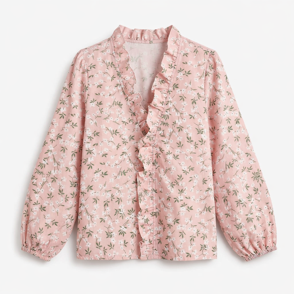 Fawnbury | Women’s Ruffle Trim V-Neck Blouse