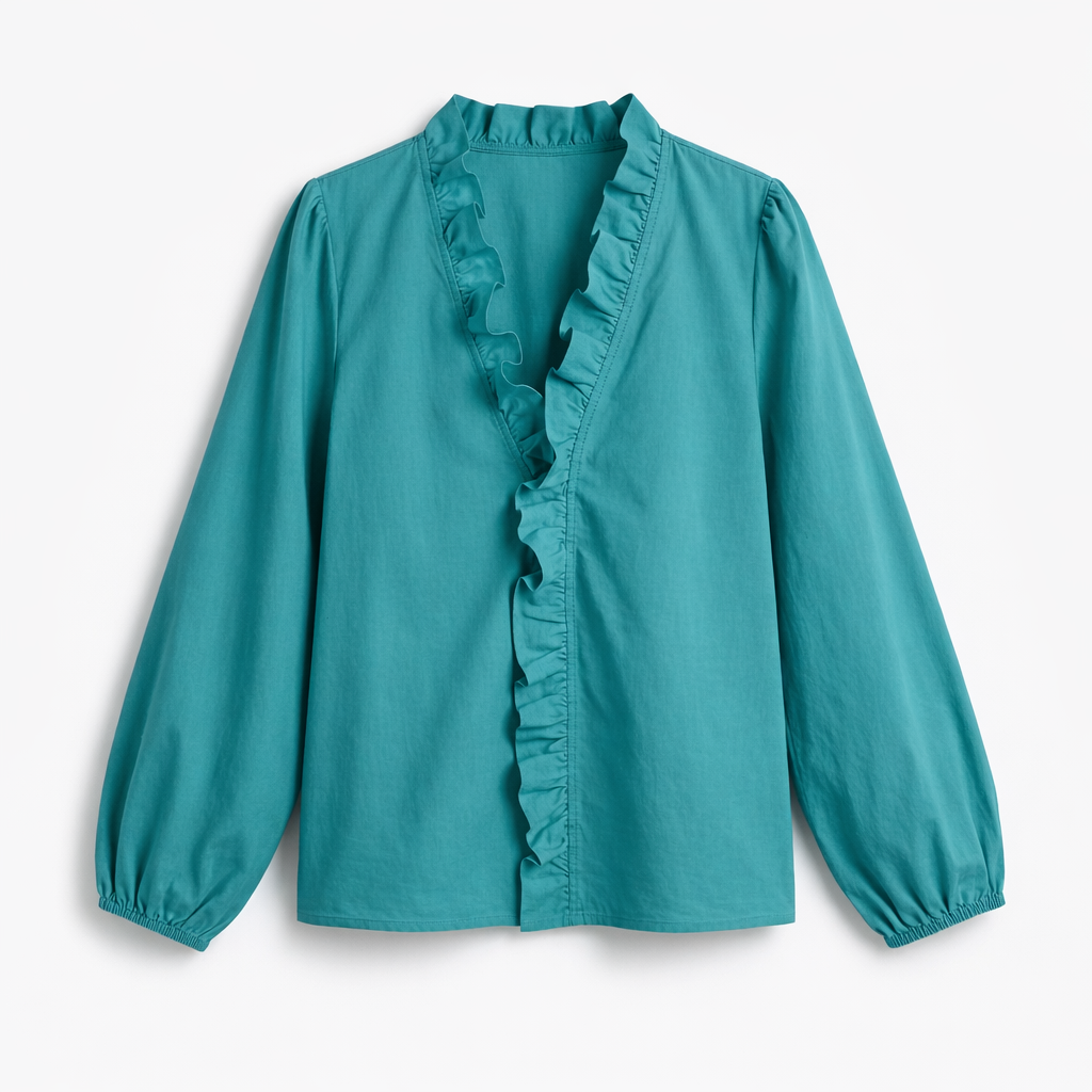 Fawnbury | Women’s Ruffle Trim V-Neck Blouse