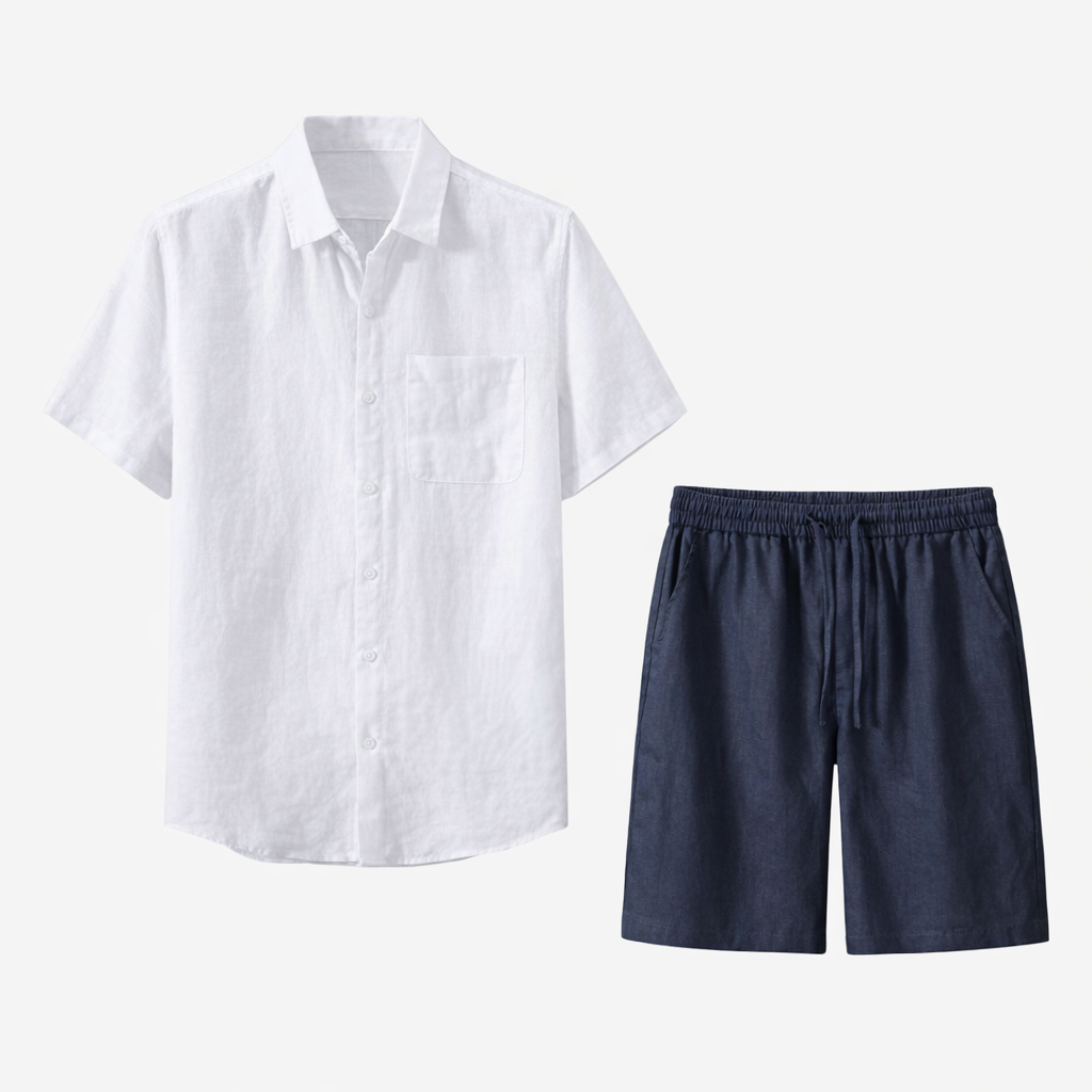 Fawnbury | Men’s Linen Shirt and Drawstring Shorts Set