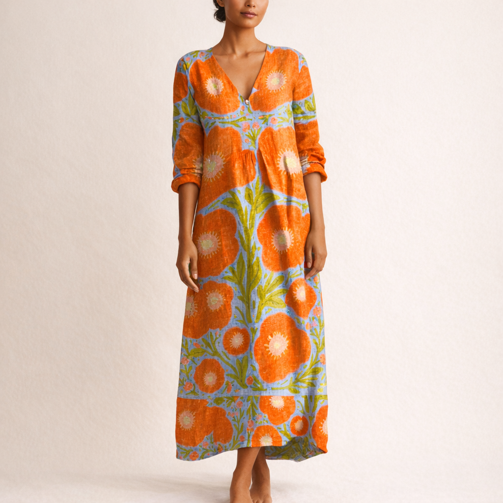 Fawnbury | Women’s Floral V-Neck Midi Dress