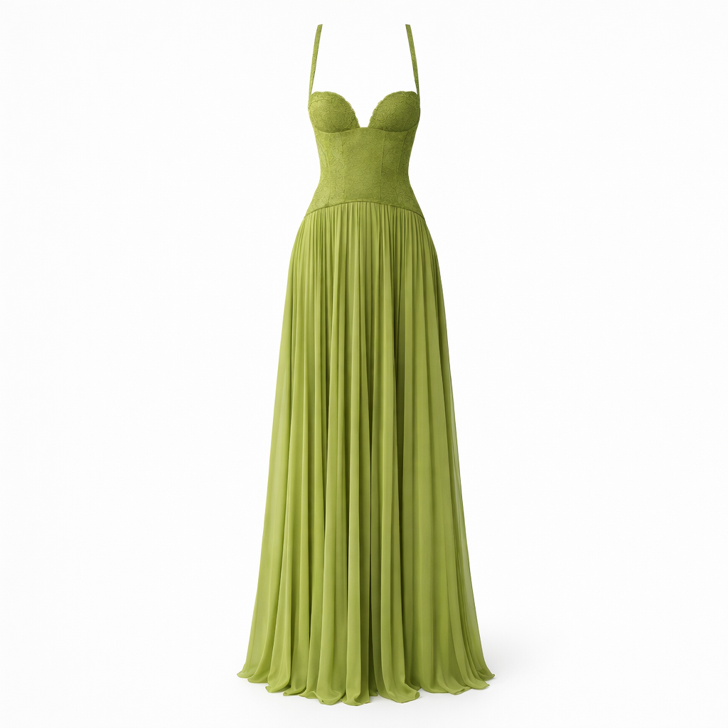Fawnbury | Women’s Sweetheart Neck Pleated Maxi Dress
