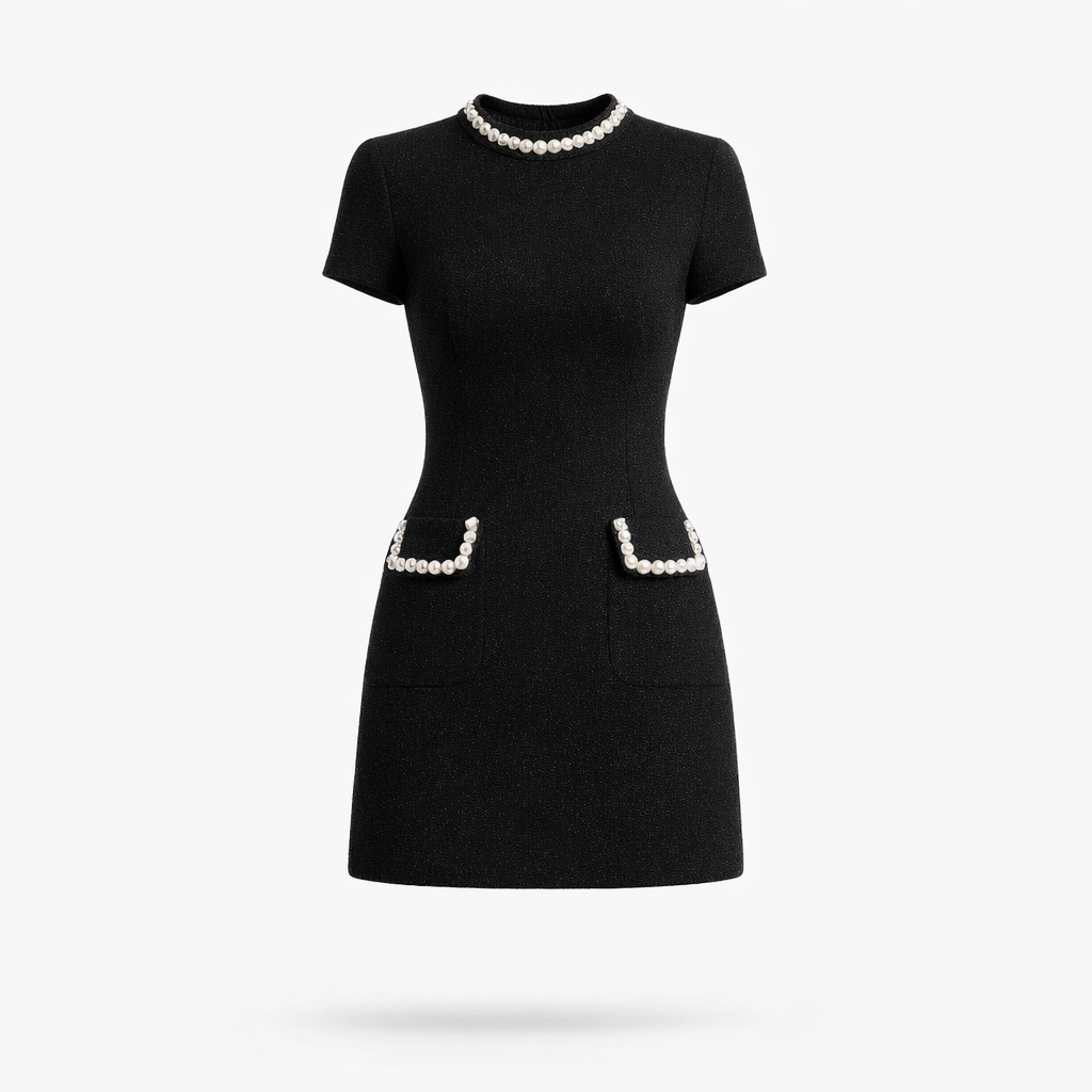 Fawnbury | Women’s Pearl Trim Pocket Mini Dress