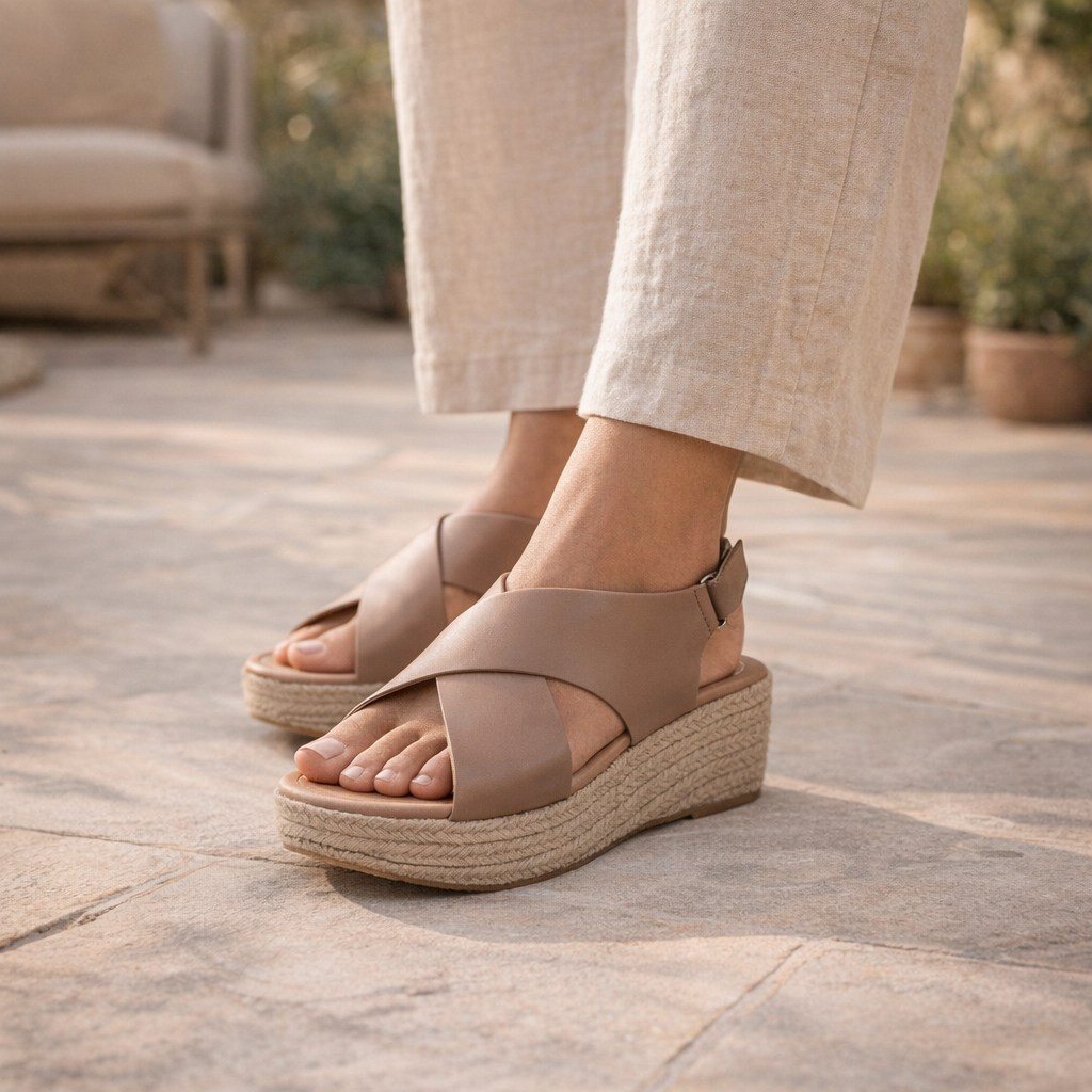 Fawnbury | Women’s Cross-Strap Espadrille Wedge Sandals