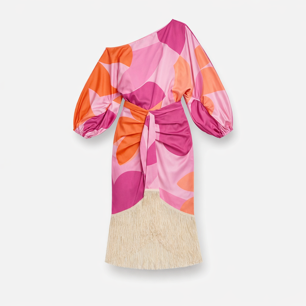 Fawnbury | Women’s Abstract Print Fringe Midi Dress