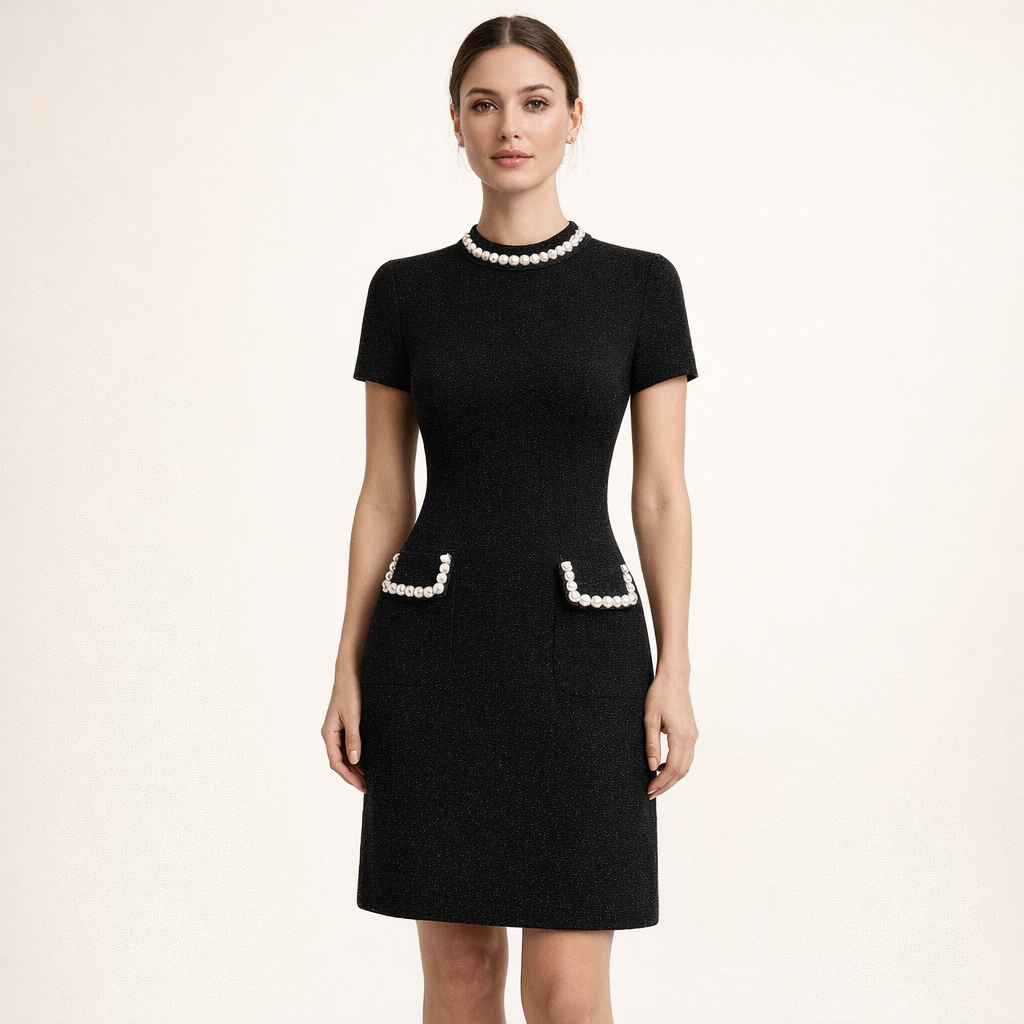 Fawnbury | Women’s Pearl Trim Pocket Mini Dress