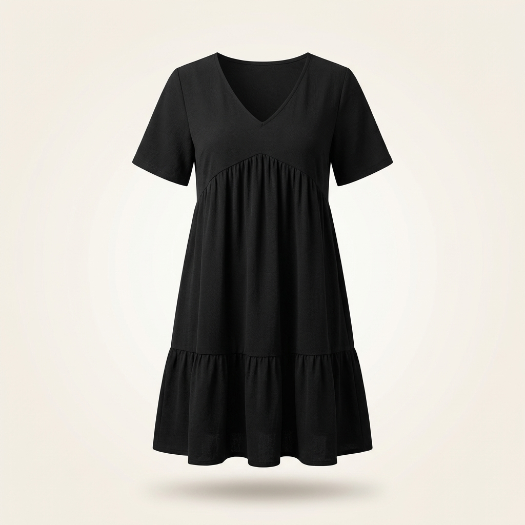 Fawnbury | Women’s Textured V-Neck Babydoll Mini Dress