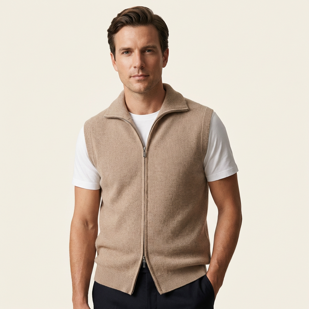 Fawnbury | Men’s Zip-Up Fine Knit Sleeveless Vest