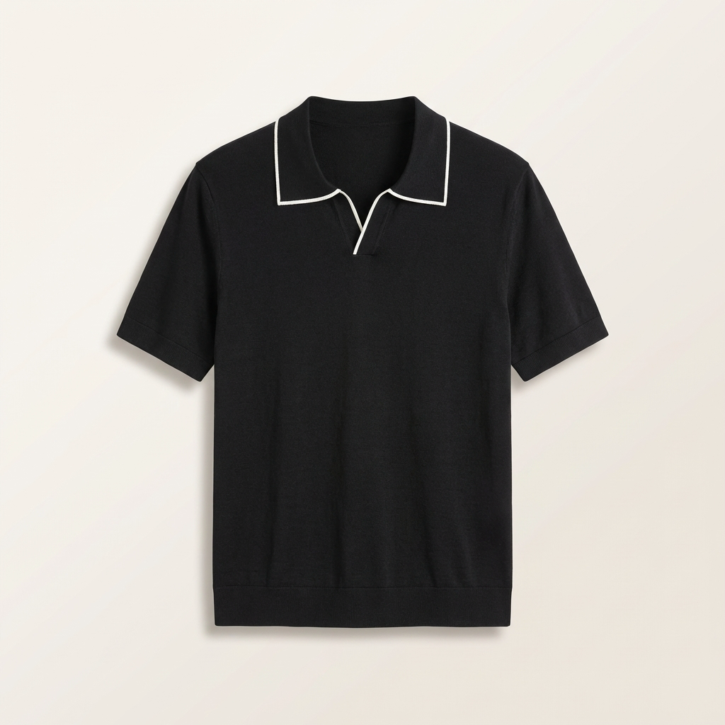 Fawnbury | Men’s Fine Knit Contrast Trim Polo Sweater