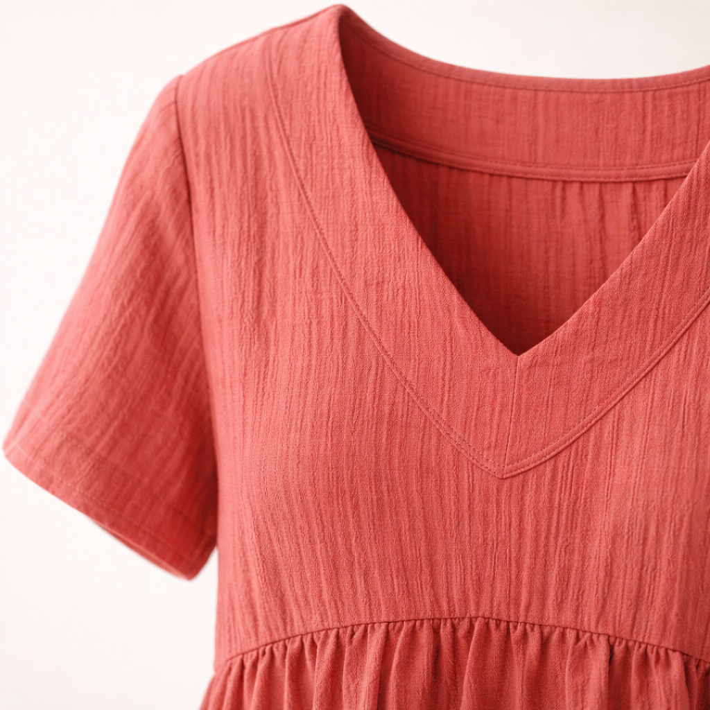 Fawnbury | Women’s Textured V-Neck Babydoll Mini Dress