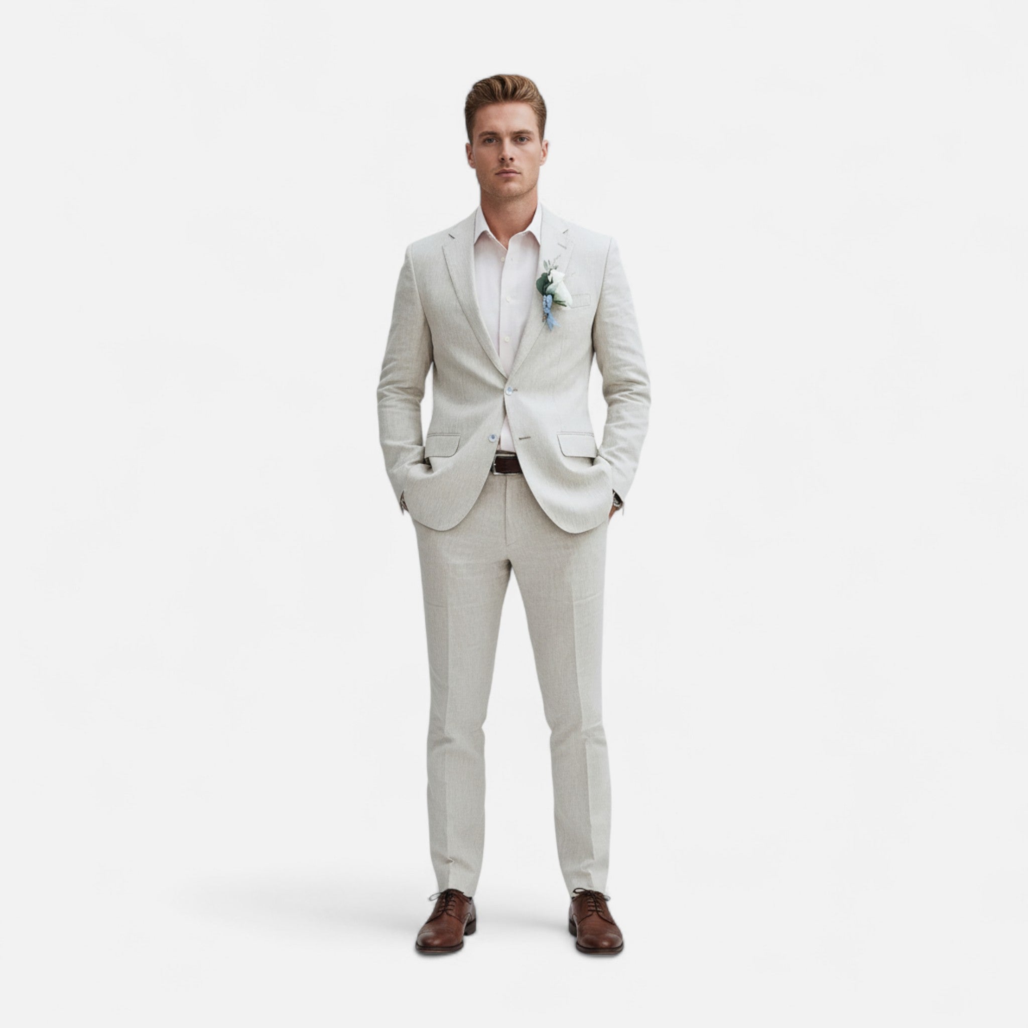 Pebblebury | Men’s Linen Single-Breasted Suit Set