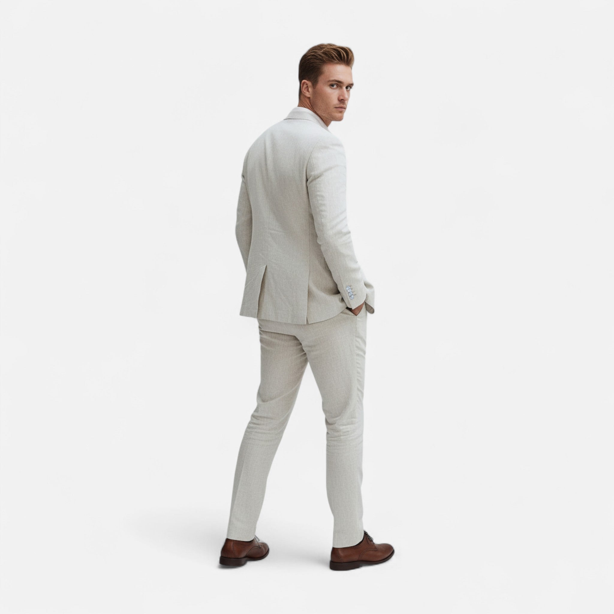 Pebblebury | Men’s Linen Single-Breasted Suit Set