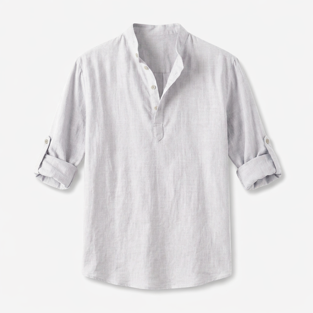 Fawnbury | Men’s Linen Stand Collar Roll-Up Shirt