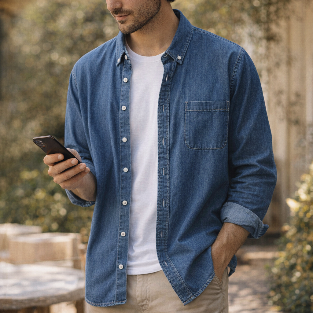 Fawnbury | Men’s Casual Denim Button-Up Shirt