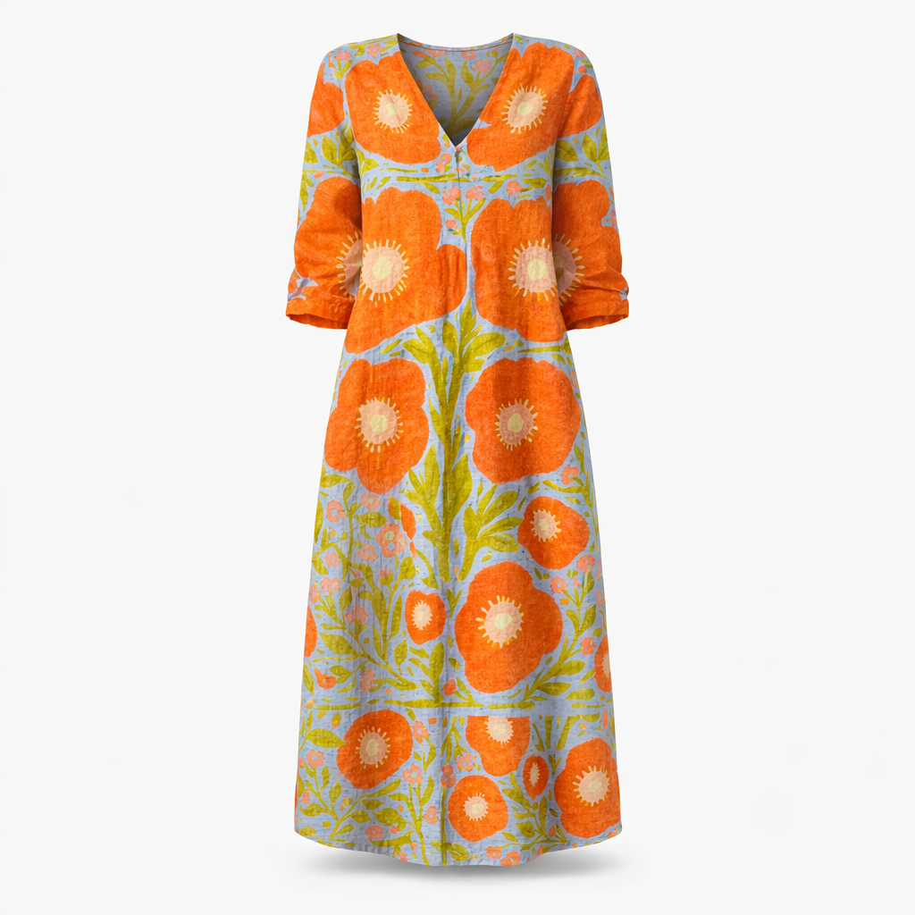 Fawnbury | Women’s Floral V-Neck Midi Dress