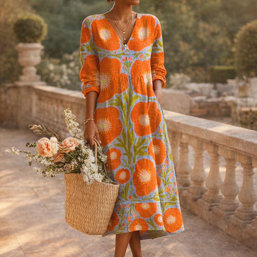 Fawnbury | Women’s Floral V-Neck Midi Dress