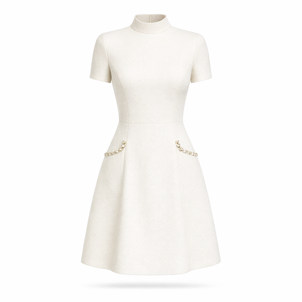 Fawnbury | Women’s Pearl Trim Pocket Mini Dress