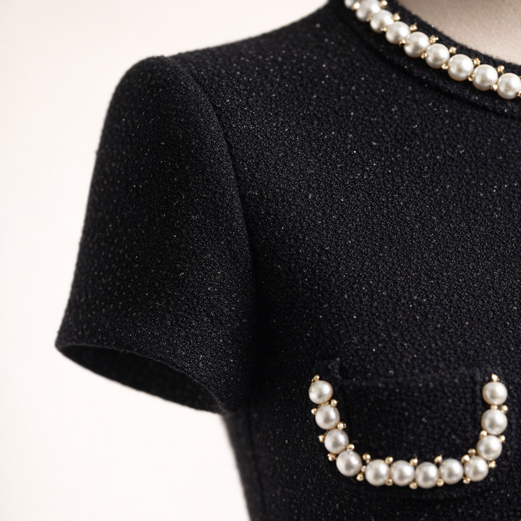 Fawnbury | Women’s Pearl Trim Pocket Mini Dress