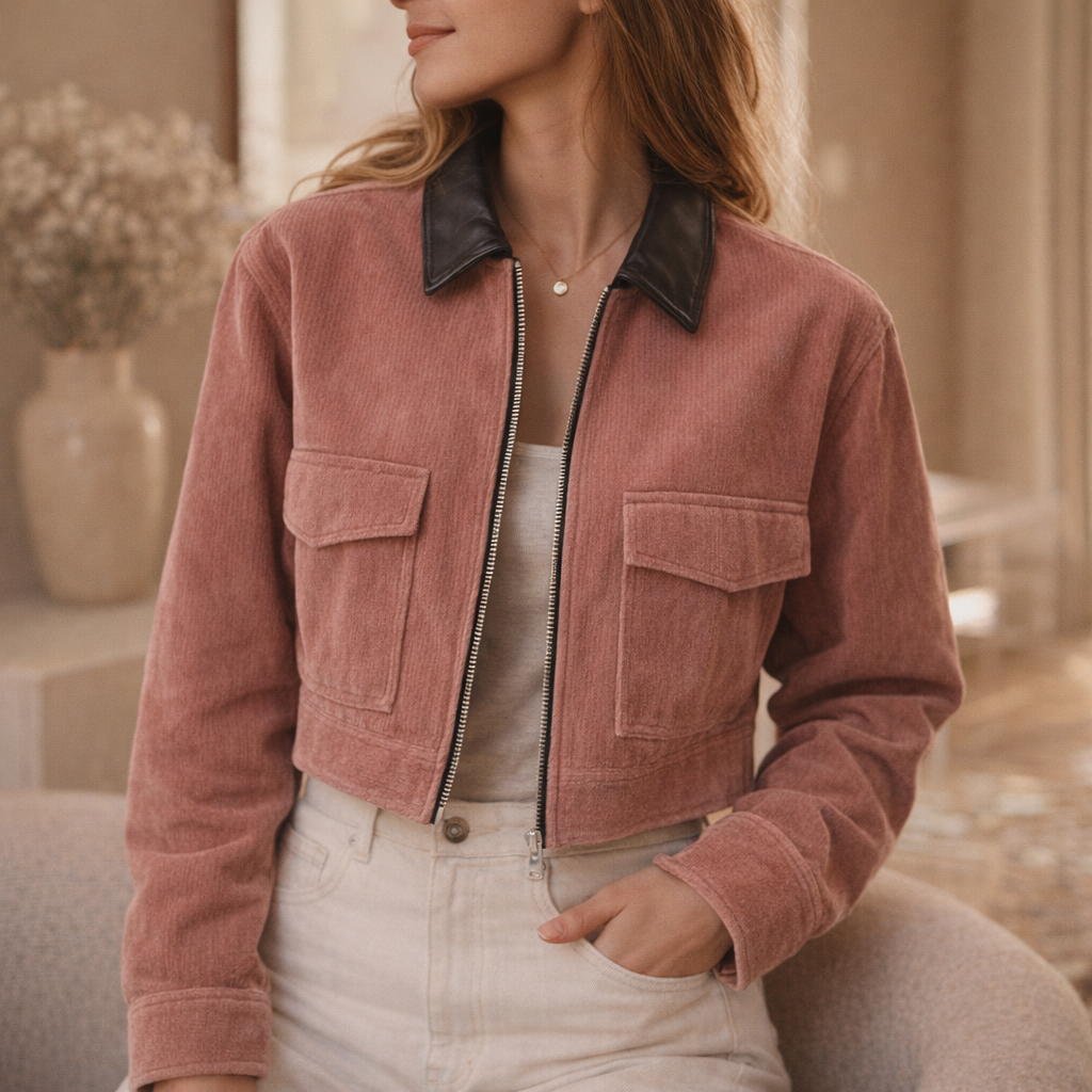 Fawnbury | Women’s Corduroy Zip-Up Cropped Jacket
