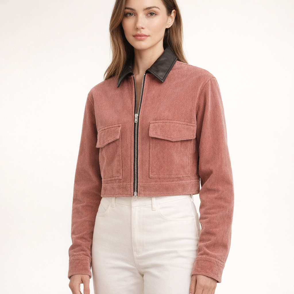 Fawnbury | Women’s Corduroy Zip-Up Cropped Jacket