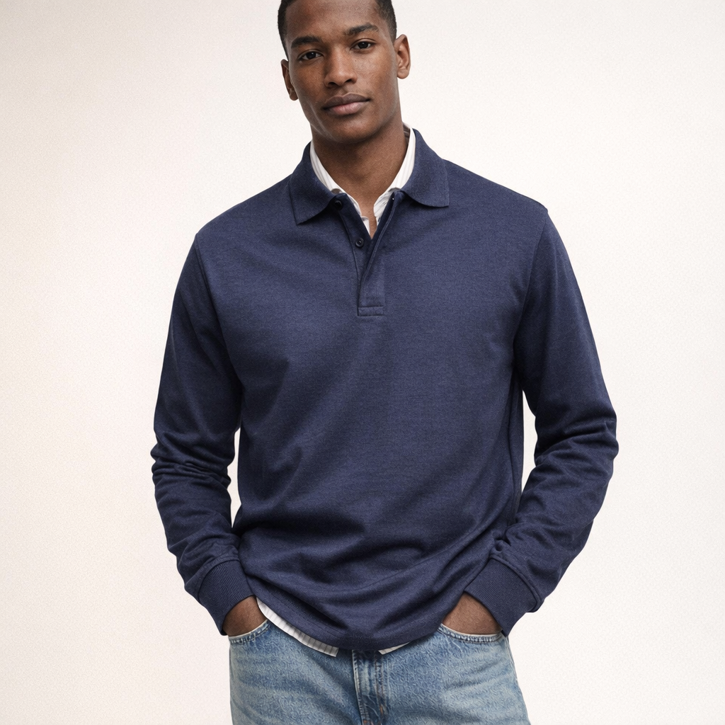 Fawnbury | Men’s Fine Knit Long Sleeve Polo Sweater