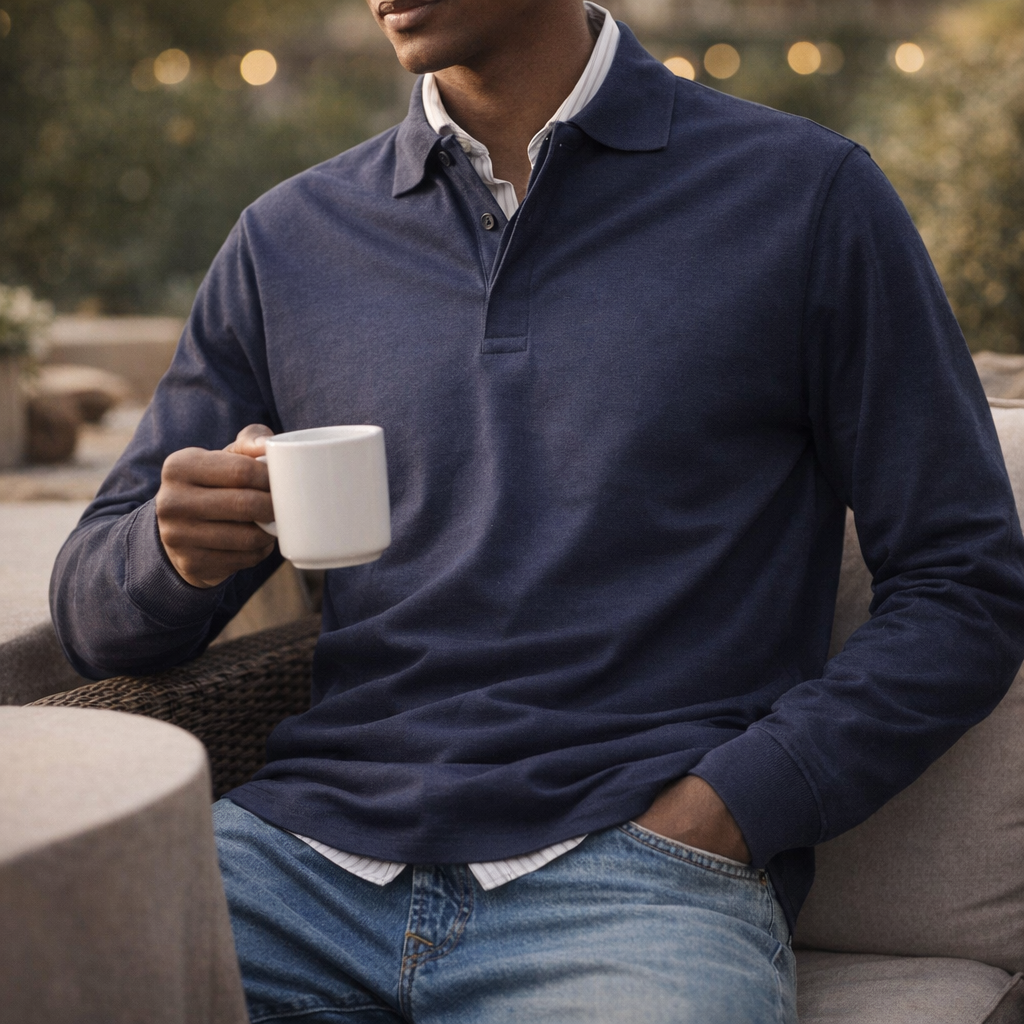Fawnbury | Men’s Fine Knit Long Sleeve Polo Sweater
