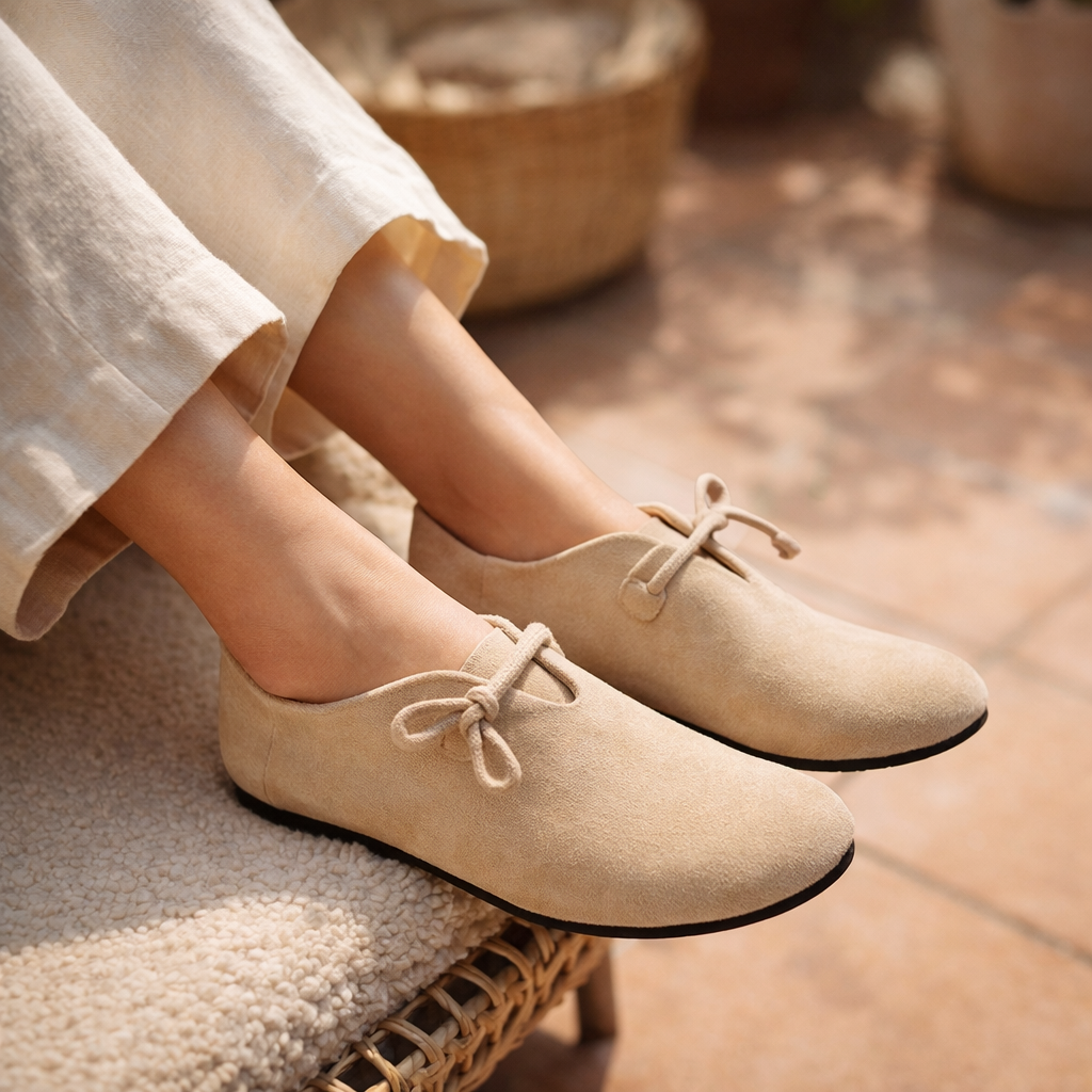 Fawnbury | Women’s Suede Tie-Front Flat Shoes