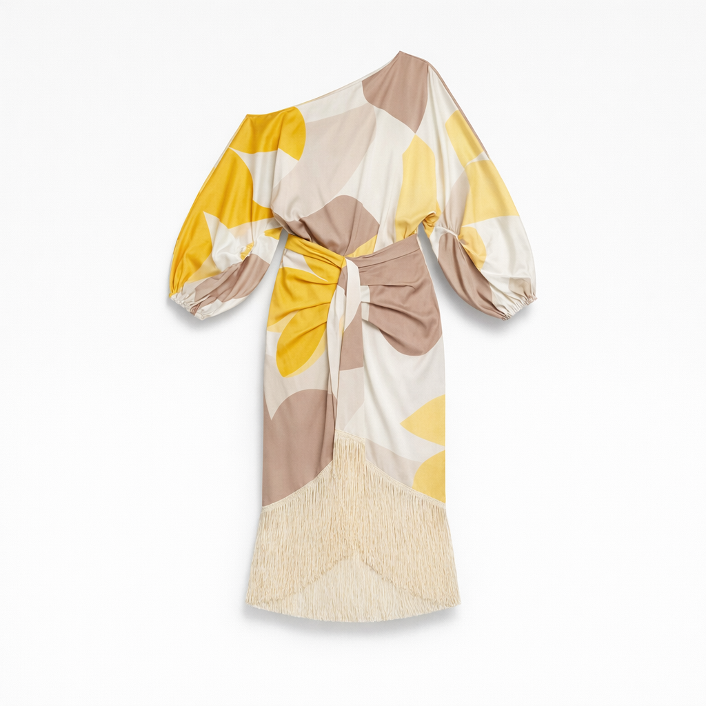 Fawnbury | Women’s Abstract Print Fringe Midi Dress