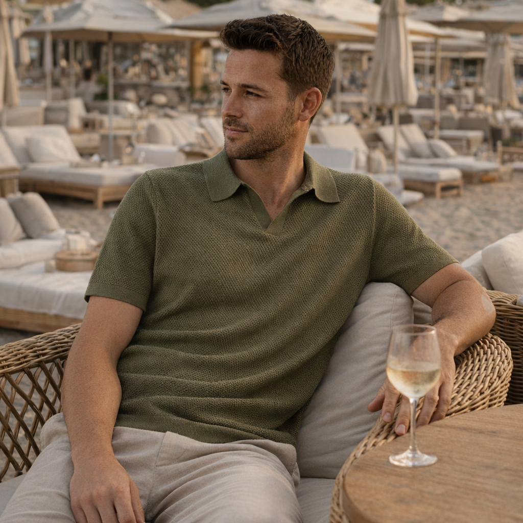 Fawnbury | Men’s Textured Knit Polo Sweater