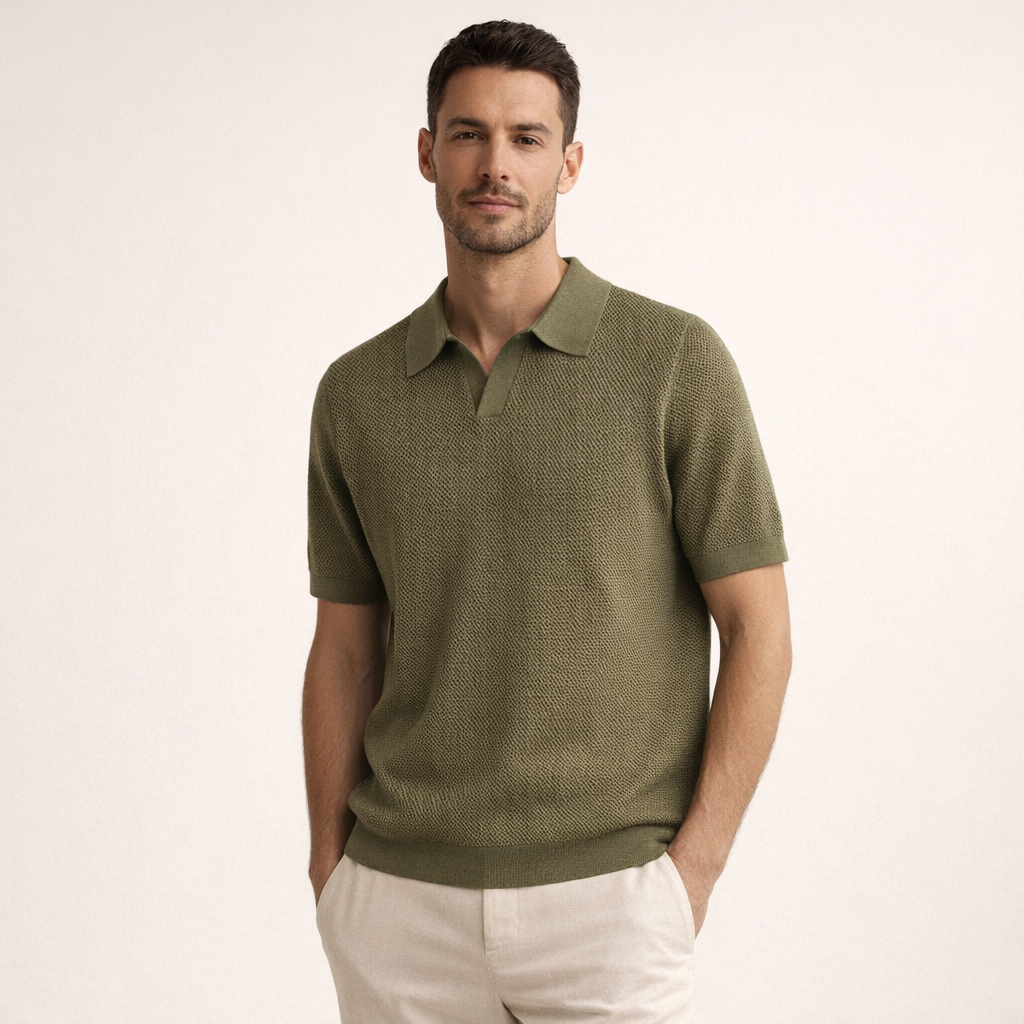 Fawnbury | Men’s Textured Knit Polo Sweater