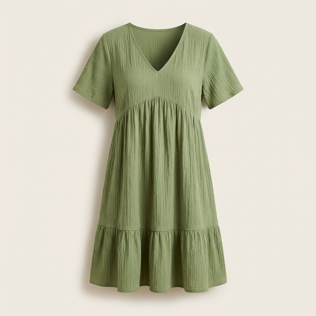 Fawnbury | Women’s Textured V-Neck Babydoll Mini Dress