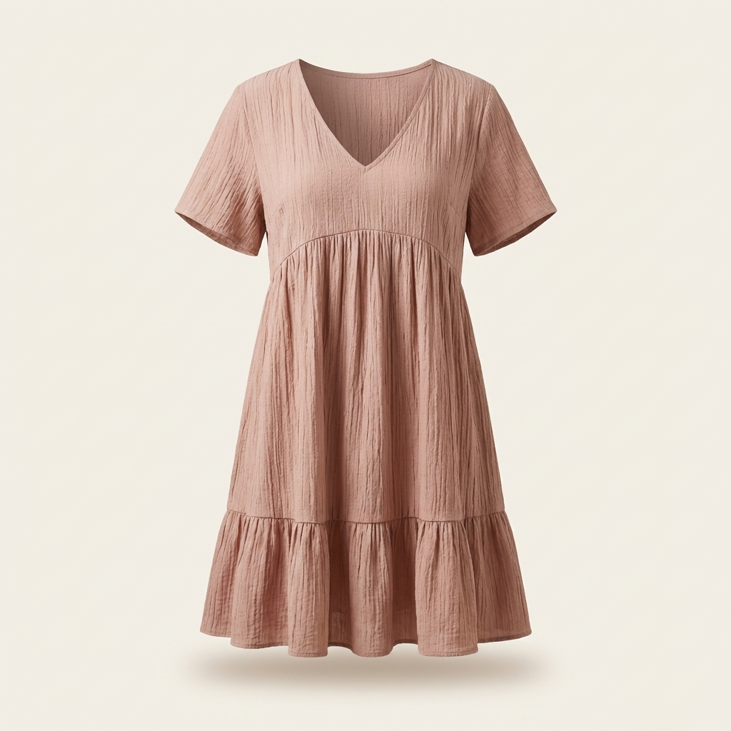 Fawnbury | Women’s Textured V-Neck Babydoll Mini Dress