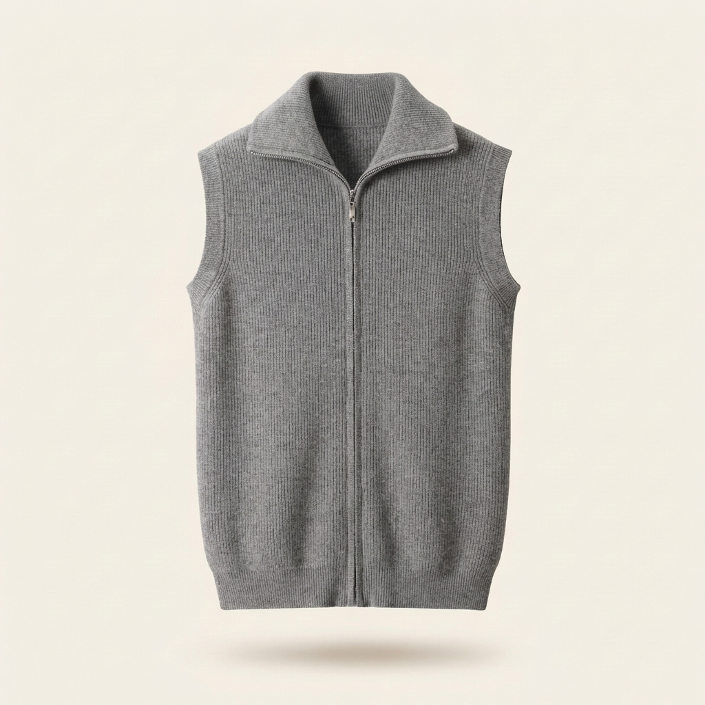 Fawnbury | Men’s Zip-Up Fine Knit Sleeveless Vest