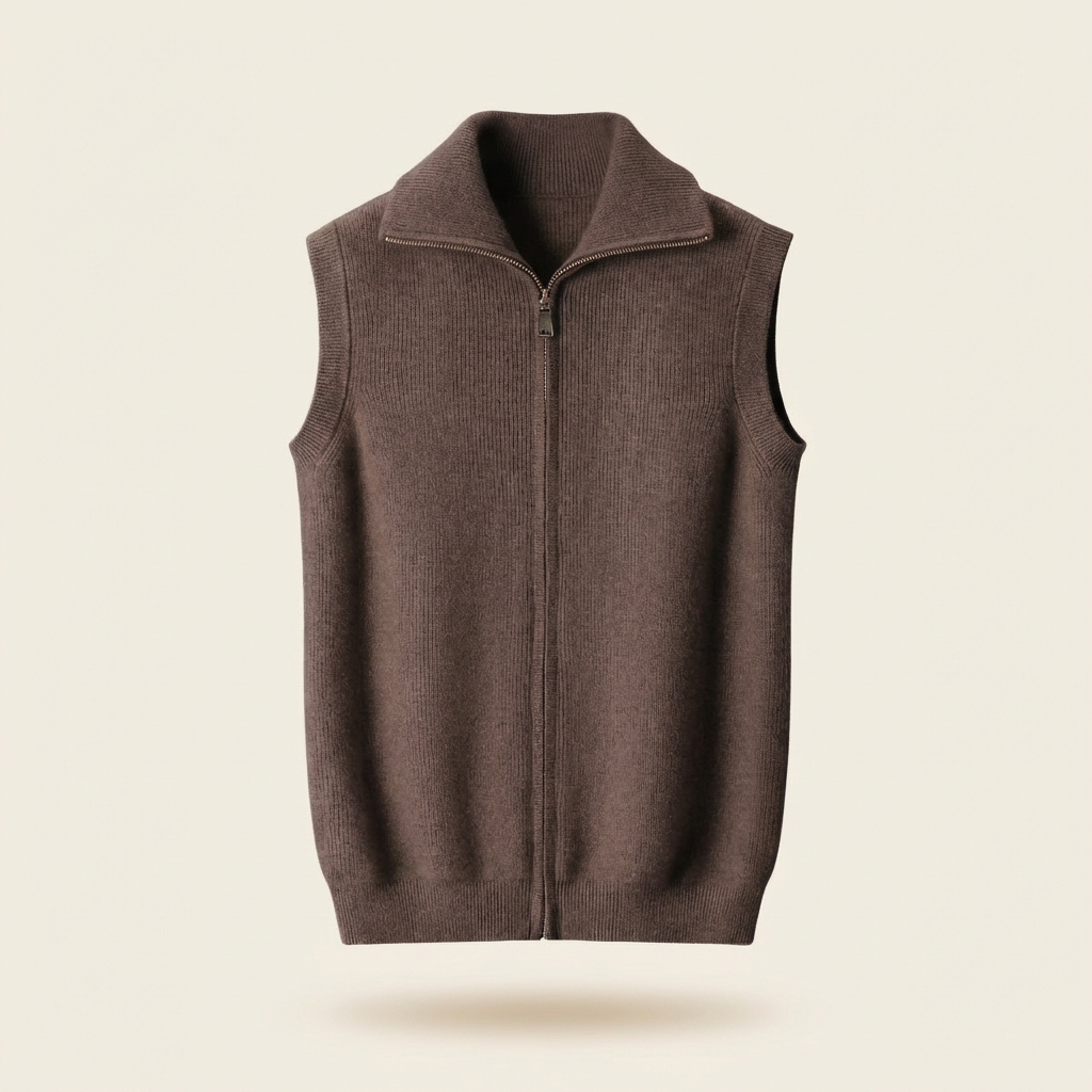 Fawnbury | Men’s Zip-Up Fine Knit Sleeveless Vest